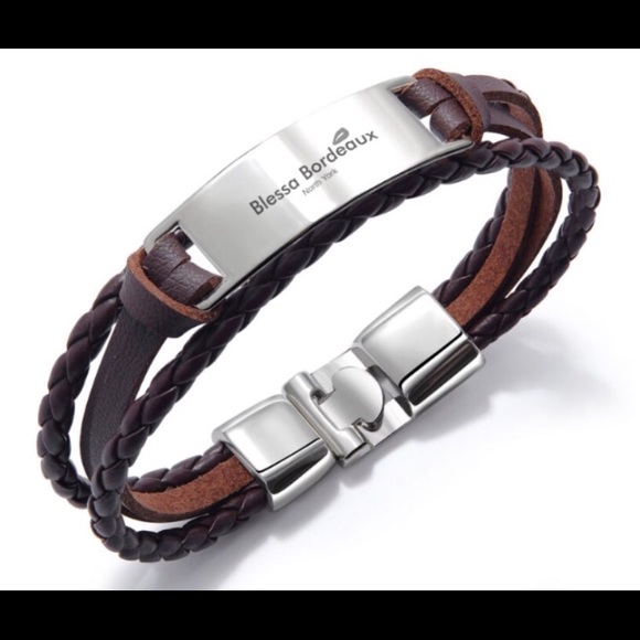 Unisex Braided Leather Bracelet -Brown - Picture 1 of 5